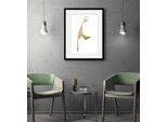 Bild QUEENCE "SYLT", gold (farbe rahmen: schwarz, farbe bild(er): goldfarben), B:50cm H:70cm, Acrylglas, Holz, Papier, Bilder, Bild, HD Premium Poster-Druck inkl. Holzrahmen