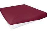 Spannbettlaken PRIMERA "Elasthan-Feinjersey", rot (bordeaux), 1 Stk., Jersey-Elasthan, 90-100x200-220 28cm, Jersey-Elasthan, Obermaterial: 95% Baumwolle, 5% Elasthan, Bettlaken, Spannbettlaken, PREMIUM, aus 95% gekämmter Baumwolle und 5% Elasthan, bis 28 cm Höhe