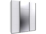 Kleiderschrank WIMEX "Mugano, Made in Germany, Lieferung bis in Deine Etage und Stellort", schwarz (weiß, griffe schwarz), B:180cm H:208cm T:65cm, Holzwerkstoff, Schränke, Kleiderschrank, 3 Schwebetüren, große Größen, mit oder ohne Spiegel, Metallgriffe
