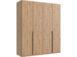 Kleiderschrank WIMEX "Mugano,in 5 Breiten,2 Höhen,2 Tiefen, viele Farben, Made in Germany", schwarz (artisan, eiche nachbildung, griffe schwarz), B:180cm H:208cm T:58cm, Holzwerkstoff, Schränke, Kleiderschrank, mit langen Griffen aus Metall, mit oder ohne Spiegel