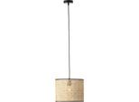 BRILLIANT Pendelleuchte "WILEY", beige, 1, 1 Stk., Leuchten, 174 cm Höhe, Ø 30 cm, E27, kürzbar, Rattan/Metall, holz hell/schwarz, Pendelleuchte