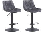 Barhocker HELA "SABINE", grau (vintage velvet anthrazit), B:46cm H:86cm T:54cm, 100% Polyester, Hocker, Barhocker, drehbar,höhenverstellbar mit Gasdruckfeder,Vintage-Optik