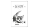 Leinwandbild QUEENCE "Katze MEOW", grau (farbe bild(er): grau), B:40cm H:60cm T:2cm, Canvas, Holzrahmen, Bilder, Leinwandbild, Premium-Leinwandstoff, Handarbeit aus Deutschland