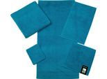 Waschhandschuh ROSS "Cashmere feeling", blau (petrol), B:16cm L:22cm, Frottier, Baumwolle, Handtücher, Waschhandschuh, mit Wellen-Bordüre