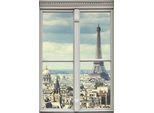 Wandsticker QUEENCE "Paris", grau, B:40cm H:60cm T:0,1cm, Wandtattoos, Wandsticker, Wandsticker, Wandbild, selbstklebend, 3D, Fenster