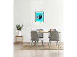 Bild QUEENCE "Stephan", blau (farbe rahmen: schwarz, farbe bild(er): blau), B:50cm H:70cm, Acrylglas, Holz, Papier, Bilder, Bild, HD Premium Poster-Druck inkl. Holzrahmen