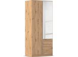 Drehtürenschrank OTTO HOME "Kleiderschrank Schrank Garderobe AGORDO mit Dekor- oder Hochglanzfront", braun (eiche artisan), B:91cm H:210cm T:54cm, Holzwerkstoff, Schränke, Drehtürenschrank, mit Außenschubkästen, in 7 Breiten und 2 Höhen MADE IN GERMANY