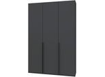 Kleiderschrank WIMEX "Mugano,in 5 Breiten,2 Höhen,2 Tiefen, viele Farben, Made in Germany", schwarz (grafit, griffe schwarz), B:135cm H:208cm T:40cm, Holzwerkstoff, Schränke, Kleiderschrank, mit langen Griffen aus Metall, mit oder ohne Spiegel