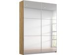 Schwebetürenschrank RAUCH "Kleiderschrank Schrank Garderobe REFLECT", braun (eiche artisan), B:131cm H:191cm T:59cm, Holzwerkstoff, Schränke, Schwebetürenschrank, inkl. praktischer Innenausstattung mit viel Stauraum MADE IN GERMANY