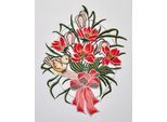 Fensterbild STICKEREIEN PLAUEN "Blumenschleife Fensterbild" Gr. 1, gelb (gelbgrün), B:20cm H:28cm, Polyester, Fensterbilder, Fensterbild, Fensterbild "Blumenschleife"