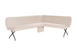 Eckbank OTTO HOME "Bruna Esszimmerbank, Bank, Küchenbank, Polsterbank", hellbeige, B:241cm H:87cm T:177cm, Holzwerkstoff, Massivholz, Metall, Polyester, Sitzbänke, Eckbank, Mattschwarzes Metallgestell, 2-Stoff-Design, Wellenfederung im Sitz