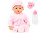 Babypuppe BAYER "First Words Baby, 38 cm rosa", rosa, Puppen, Baby, Babypuppe, mit Schlafaugen und Babygeräuschen