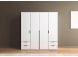 Drehtürenschrank RAUCH "Kleiderschrank Schrank Garderobe Wäscheschrank NAGATA viel Stauraum", weiß (alpinweiß), B:187cm H:194cm T:53cm, Holzwerkstoff, Schränke, Drehtürenschrank, mit Schubladen sowie Stangengriffen TOPSELLER MADE IN GERMANY
