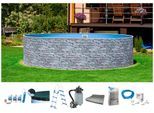 Rundpool MY POOL BWT "STONE 3", grau, H:110cm Ø:460cm, Schwimmbecken, Rundpool, Steindekor, in verschiedenen Größen