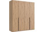 Kleiderschrank WIMEX "Mugano,in 5 Breiten,2 Höhen,2 Tiefen, viele Farben, Made in Germany", braun (artisan, eiche nachbildung, griffe schwarz), B:180cm H:208cm T:58cm, Holzwerkstoff, Schränke, Kleiderschrank, mit langen Griffen aus Metall, mit oder ohne Spiegel