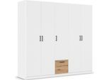 Drehtürenschrank RAUCH "Kleiderschrank Schrank Garderobe Wäscheschrank BARI", weiß (alpinweiß, eiche artisan), B:225cm H:210cm T:54cm, Holzwerkstoff, Schränke, Drehtürenschrank, mit Schubasten mittig, moderner Griff in Graumetallic MADE IN GERMANY