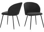 4-Fußstuhl SIT "Verona 2er-Set Esszimmerstühle mit Strukturstoff & Metallgestell", schwarz (schwarz, schwarz, schwarz), B:60cm H:78cm T:48cm, Metall, Polyester, Stühle, 4-Fußstuhl, Öko-Tex Strukturstoff & ergonomisch gerundete Rückenlehne