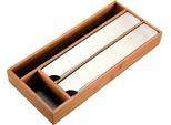 Folienspender KESPER "Schubladen-Folienspender mit praktischen Abreißkanten aus Edelstahl", braun (dunkelbraun), B:19cm H:5,4cm L:19cm T:42cm, Bambus, Küchenrollenhalter, Folienspender, aus FSC-zertifiziertem Bambus, mit 4 Fächern, Maße ca.: 42x19x5,4 cm