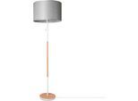 PACO HOME Stehlampe "EK CA UNI COLOR", grau (grau natur weiß), Ø 45,5cm H: 157cm, Leuchten, Stoffschirm Wohnzimmer Skandi Standleuchte E27 Einfarbig Stofflampe, Stehlampe
