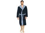 Bademantel VOSSEN "Poppy, ideal für Sauna & Spa, Hotelbademantel, Morgenmantel" Gr. XL, blau (dunkelblau), L:120cm, Microfaser-Walkfrottee, Hausmäntel, Bademantel, Doubleface Optik