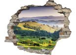 Wandtattoo QUEENCE "Hügel", grün, B:60cm H:50cm T:0,1cm, Wandtattoos, Wandtattoo, Wandsticker, Wandbild, selbstklebend, 3D, Wanddurchbruch
