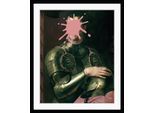 Bild QUEENCE "Mailin mit Farbklecks", silber (farbe rahmen: schwarz, farbe bild(er): silber, rosa), B:30cm H:40cm, Acrylglas, Holz, Papier, Bilder, Bild, HD Premium Poster-Druck inkl. Holzrahmen
