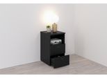 Nachtkonsole FMD "Suva", schwarz, B:35cm H:60cm T:40cm, Holzwerkstoff, Sideboards, Nachtkonsole, Nachttisch m. 2 Schubkästen und offenem Fach