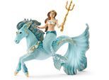 Spielfigur SCHLEICH "BAYALA, Meerjungfrau-Eyela auf Unterwasserpferd (70594)", blau, Spielfiguren, Kinder, Kunststoff, Spielfigur