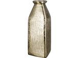 Tischvase GILDE "Lola, Dekovase", gold (goldfarben), B:11cm H:30cm T:11cm, Aluminium, Vasen, Tischvase, Vase aus Aluminium, mit geritzter Oberflächenstruktur
