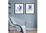 Bild QUEENCE "Ben", blau (farbe rahmen: schwarz, farbe bild(er): blau), B:30cm H:40cm, Acrylglas, Holz, Papier, Bilder, Bild, HD Premium Poster-Druck inkl. Holzrahmen