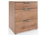 Nachtkommode WIMEX "Level by fresh to go", braun (plankeneiche nachbildung), B:54cm H:61cm T:41cm, Holzwerkstoff, Sideboards, Nachtkommode, 3 Schubladen mit soft-close Funktion, 54cm breit, 61cm hoch