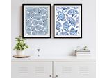 Bild QUEENCE "Malte", blau (farbe rahmen: schwarz, farbe bild(er): blau), B:40cm H:50cm, Acrylglas, Holz, Papier, Bilder, Bild, HD Premium Poster-Druck inkl. Holzrahmen