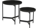 Beistelltisch SIT, schwarz, B:45cm H:45cm T:45cm, Mango massiv, Metall, Tische, Beistelltisch, Set aus 2 Tischen