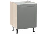 Spülenschrank OPTIFIT "Bern", grau (basaltgrau, akaziefarben), B:60cm H:87cm T:58,4cm, Schränke, Spülenschrank, 60 cm breit, mit 1 Tür, mit höhenverstellbaren Füßen, mit Metallgriff