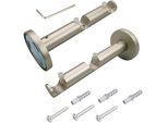 Doppelträger LIEDECO, silber (chromfarben, matt), L:12cm Ø:1,6cm, Gardinenstangenhalterungen, Doppelträger, für Gardinenstangen Ø 16 mm