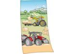 Badetuch "Traktor", bunt, B:75cm L:150cm, Velours, Obermaterial: 100% Baumwolle, HERDING YOUNG COLLECTION, Handtücher, Badetuch, 75x150cm, hochfarbig bedruckt