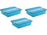 Organizer KEEEPER "cornelia", blau, B:29,5cm H:9,5cm T:39,5cm, Kunststoff, Aufbewahrungsboxen, Organizer, Aufbewahrungsbox, mit Deckel, Schiebeverschluss, 7 L
