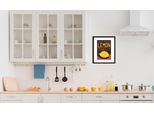 Bild QUEENCE "Easy Peasy", bunt (farbe rahmen: schwarz, farbe bild(er): orange, grün, gelb), B:50cm H:70cm, Acrylglas, Holz, Papier, Bilder, Bild, HD Premium Poster-Druck inkl. Holzrahmen