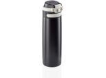 Thermoflasche LEIFHEIT "Flip", schwarz, H:25cm, Edelstahl, Polypropylen (PP), Silikon, Trinkflaschen, Thermoflasche, 600 ml