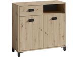 Badkommode BYLIVING "Wellness", braun (artisan eichefarben), B:80,5cm H:77,5cm T:31cm, Sideboards, Badkommode, 80cm Badezimmer Kommode mit Metallgriffen und viel Stauraum