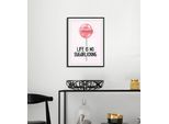 Bild QUEENCE "LIFE IS NO SUGARLICKING", rosa (farbe rahmen: schwarz, farbe bild(er): rosa), B:40cm H:50cm, Acrylglas, Holz, Papier, Bilder, Bild, HD Premium Poster-Druck inkl. Holzrahmen