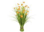 Kunstgras I.GE.A. "Mit Cosmeablüten", orange, B:32cm H:68cm L:32cm, Obermaterial: 90% Kunststoff, 10% Polyester, Kunstpflanzen, Kunstgras, Grasbusch, künstlich, Dekogras