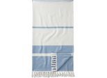 Hamamtuch EGERIA "Pestemal Herri", blau, B:100cm L:180cm, Hamam Frottier, Obermaterial: 100% Baumwolle, Handtücher, Hamamtuch, 100x180 cm, mit Muster & Fransen, ideal als Strandtuch