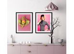 Bild QUEENCE "Macarons", rosa (farbe rahmen: schwarz, farbe bild(er): rosa), B:40cm H:50cm, Acrylglas, Holz, Papier, Bilder, Bild, HD Premium Poster-Druck inkl. Holzrahmen