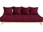 Daybett KARUP DESIGN "Senza, Sofa, mit Futonmatratze, minimalistisch, massives Kiefernholz", rot (bordeaux, klarlackiert), B:200cm H:85cm L:90cm, Daybetten, Daybett, Handgefertigt, skandinavisches Design, vielseitig, schlichter Stil
