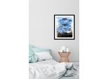 Bild QUEENCE "Angelina", blau (farbe rahmen: schwarz, farbe bild(er): blau), B:40cm H:50cm, Acrylglas, Holz, Papier, Bilder, Bild, HD Premium Poster-Druck inkl. Holzrahmen
