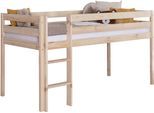 Hochbett TICAA "Malte, FSC-zertifizierte Kiefer", beige (kiefer massiv natur), B:101cm H:114cm L:205cm, Hochbetten, Hochbett, mit Rollrost