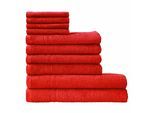 Handtuch Set DYCKHOFF "Kristall", rot, 10 Stk., Walkfrottee, Walkfrottee, Obermaterial: 100% Baumwolle, Handtuch-Sets, Handtuch Set, mit feiner Bordüre, Duschtücher, Handtücher und Gästetücher