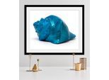 Bild QUEENCE "Svetlana", blau (farbe rahmen: schwarz, farbe bild(er): blau), B:50cm H:40cm, Acrylglas, Holz, Papier, Bilder, Bild, HD Premium Poster-Druck inkl. Holzrahmen