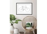 Bild QUEENCE "I want to ride my bicycle", weiß (farbe rahmen: schwarz, farbe bild(er): weiß), B:40cm H:30cm, Acrylglas, Holz, Papier, Bilder, Bild, HD Premium Poster-Druck inkl. Holzrahmen